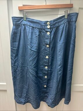 Loft Denim light weight Button-Front A-Line Skirt sz 16